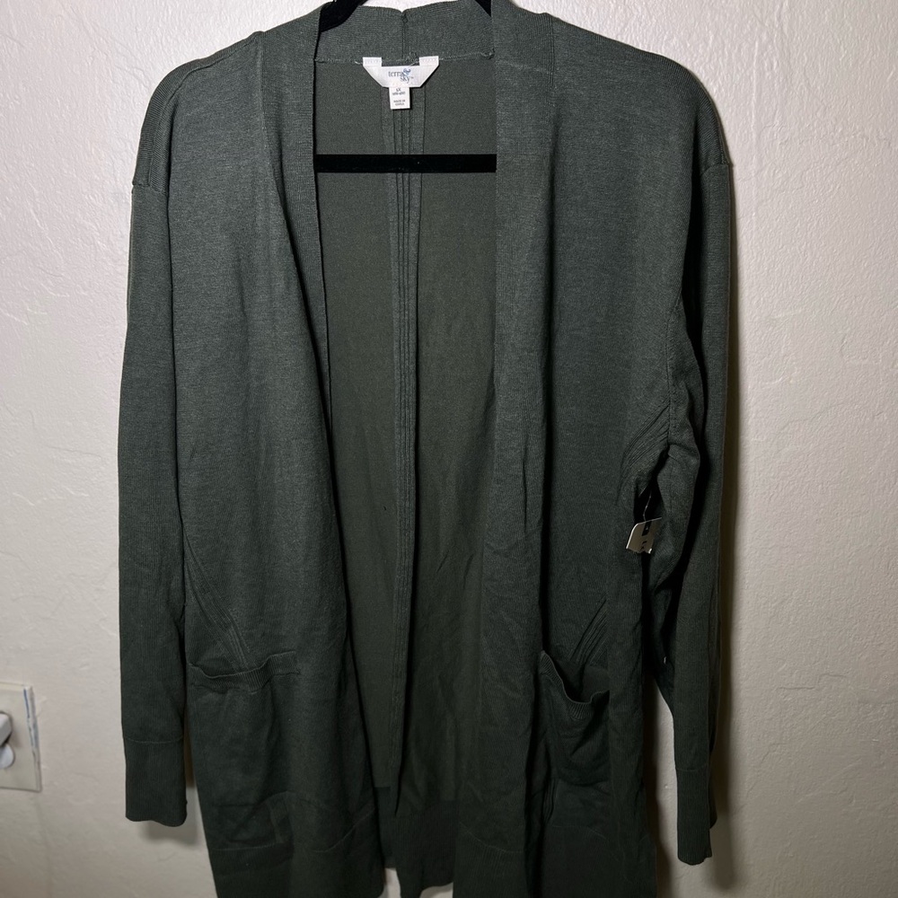 Terra & Sky Sage Open Front Cardigan BRAND NEW